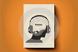Acoustic music headphones minimalist print or poster design for a dj or musical event. Headset equipment. Vector illustration