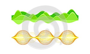 Acoustic Soundwave or Audible Sound Track with Graph Vibration Vector Set