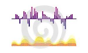 Acoustic Soundwave or Audible Sound Track with Graph Vibration Vector Set