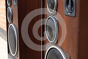 Acoustic system Radiotehnica S90, 35 s-012. Soviet vintage audio equipment. Musical columns made of plywood