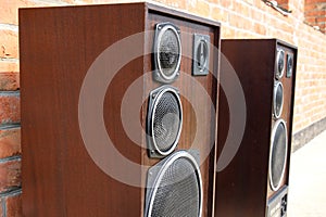 Acoustic system Radiotehnica S90, 35 s-012. Soviet vintage audio equipment. Musical columns made of plywood