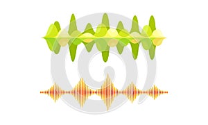 Acoustic Waves as Audible Sound with Compression and Decompression Vector Set photo
