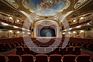 Acoustically-superb Interior theater hall. Generate Ai