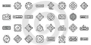 Acoustics car icons set outline vector. Music sound system