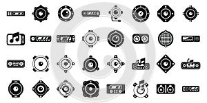 Acoustics car icons set simple vector. Music sound system