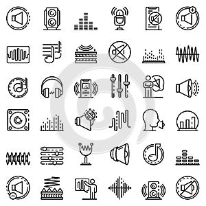 Acoustics icons set, outline style