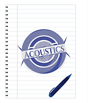 Acoustics pen effect. Blue ink. Vector Illustration. Detailed