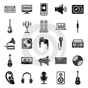 Acoustics tools icons set, simple style