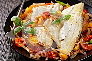 Acqua Pazza, italian poached fish, top view