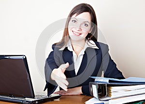 Acquaintance with the business woman photo