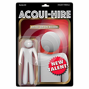 Acqui-Hire Action Figure Acquire Hiring New Talent 3d Illustration