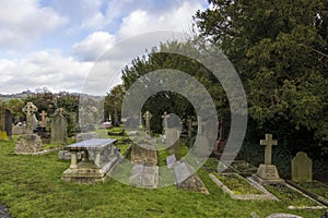 A view of the graveyard in Locksbrook Cemetery, Bath UK.