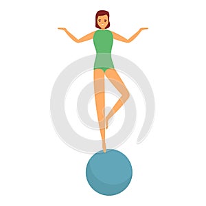 Acrobat on ball icon cartoon vector. Circus performer