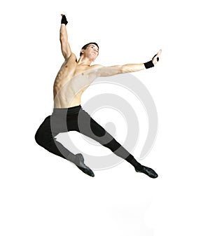 Acrobat dancer over white