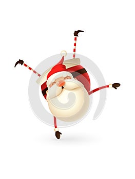 Acrobat gymnast cute Santa Claus stand on one hand vector illustration - isolated on white background