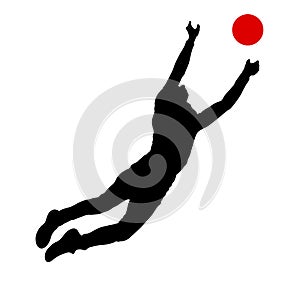 Acrobat jumping up silhouette on a white background