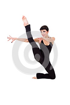 Acrobat makes splits jumping