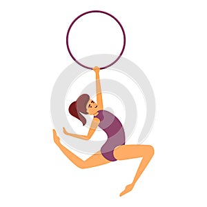 Acrobat with ring icon cartoon vector. Circus art