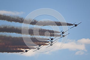 Acrobatic aircraft with smoke