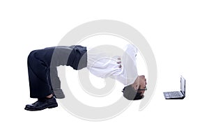 Acrobatic Asian businessman