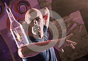 Acrobatic Barman in Action - Freestyle american Bartender photo