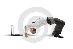 Acrobatic businessman photo