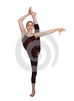Acrobatic gymnastic girl exercising