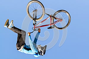 Acrobatic jump with mtb