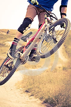 Acrobatic jump with mtb