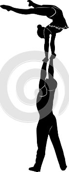 acrobatic stunt. Gymnasts acrobats vector black silhouette. Gymnasts acrobats vector