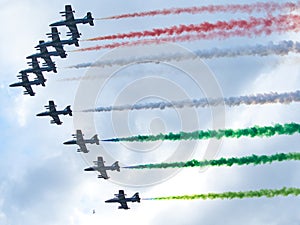 Acrobatics in the sky of the tricolor arrows