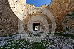 The Acrocorinth castle at Corinth, Peloponnese - Greece