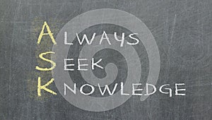 Acronym of ASK - Always seek knowledge