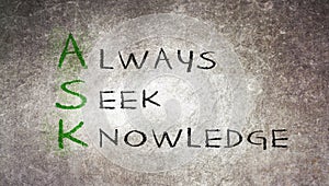 Acronym of ASK - Always seek knowledge