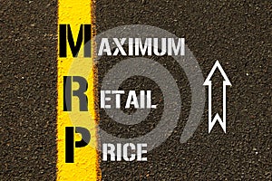Acronym MRP - Maximum Retail Price. photo