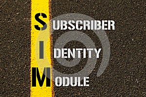 Acronym SIM - Subscriber Identity Module.