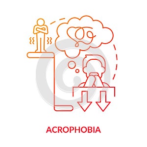 Acrophobia red gradient concept icon