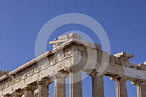 Acropolis of Athens, details of Parthenon portico, Athens, Greece