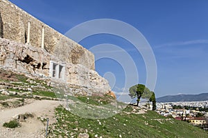 Acropolis, Athens, Greece. It is a main tourist attraction of Athens. Ancient Greek architecture of Athens in summer.Ruins of a