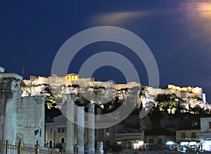 Acropolis in Athens, Greece at night