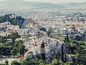 Acropolis in Athens, Greece. Parthenon temple on a sunset.