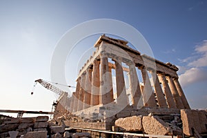 Acropolis of Athens, greece under construction