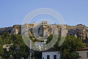 Acropolis of Athens, on a green hill