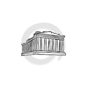 Acropolis in Athens hand drawn outline doodle icon.