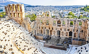 Acropolis of Athens Odeon of Herodes Atticus Amphitheater ruins Greece