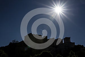 A silhouette of the Acropolis of Athens