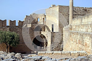 Acropolis with battlements in Lindos photo