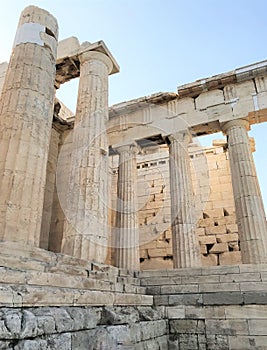 Acropolis Hill, famous ancient landmark that includes the Parthenon in Athens Greece