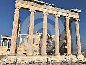 Acropolis Hill, famous ancient landmark that includes the Parthenon in Athens Greece