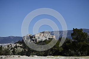 Acropolis parthenon hill, view from pnyx hill